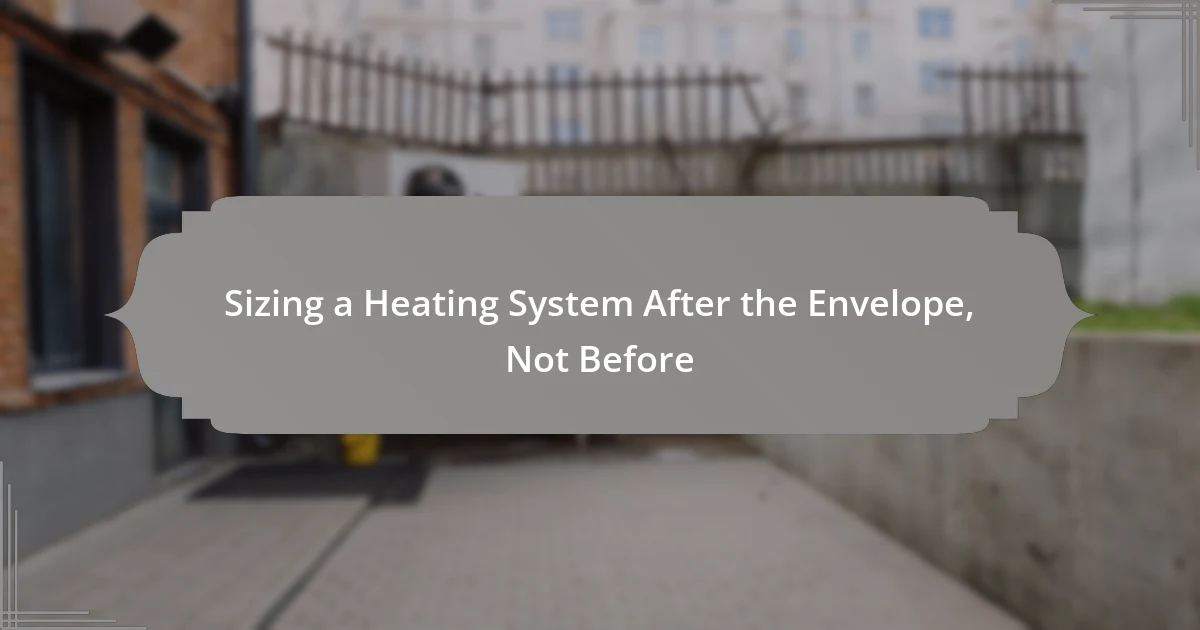 Sizing a Heating System After the Envelope, Not Before