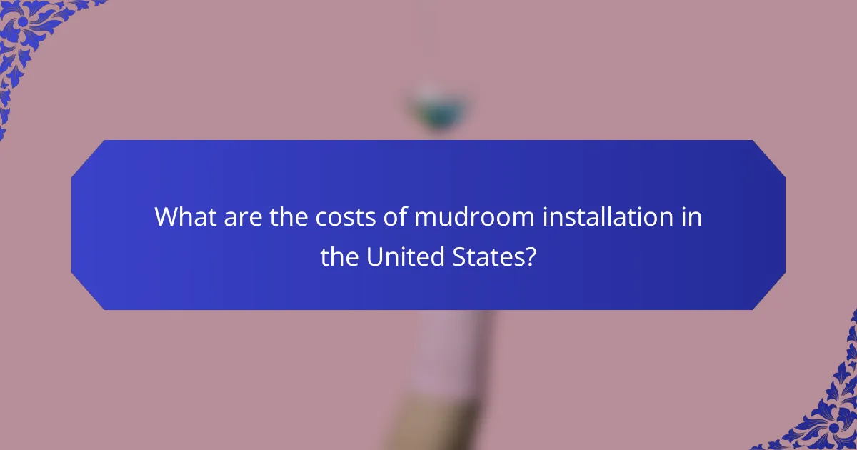 What are the costs of mudroom installation in the United States?